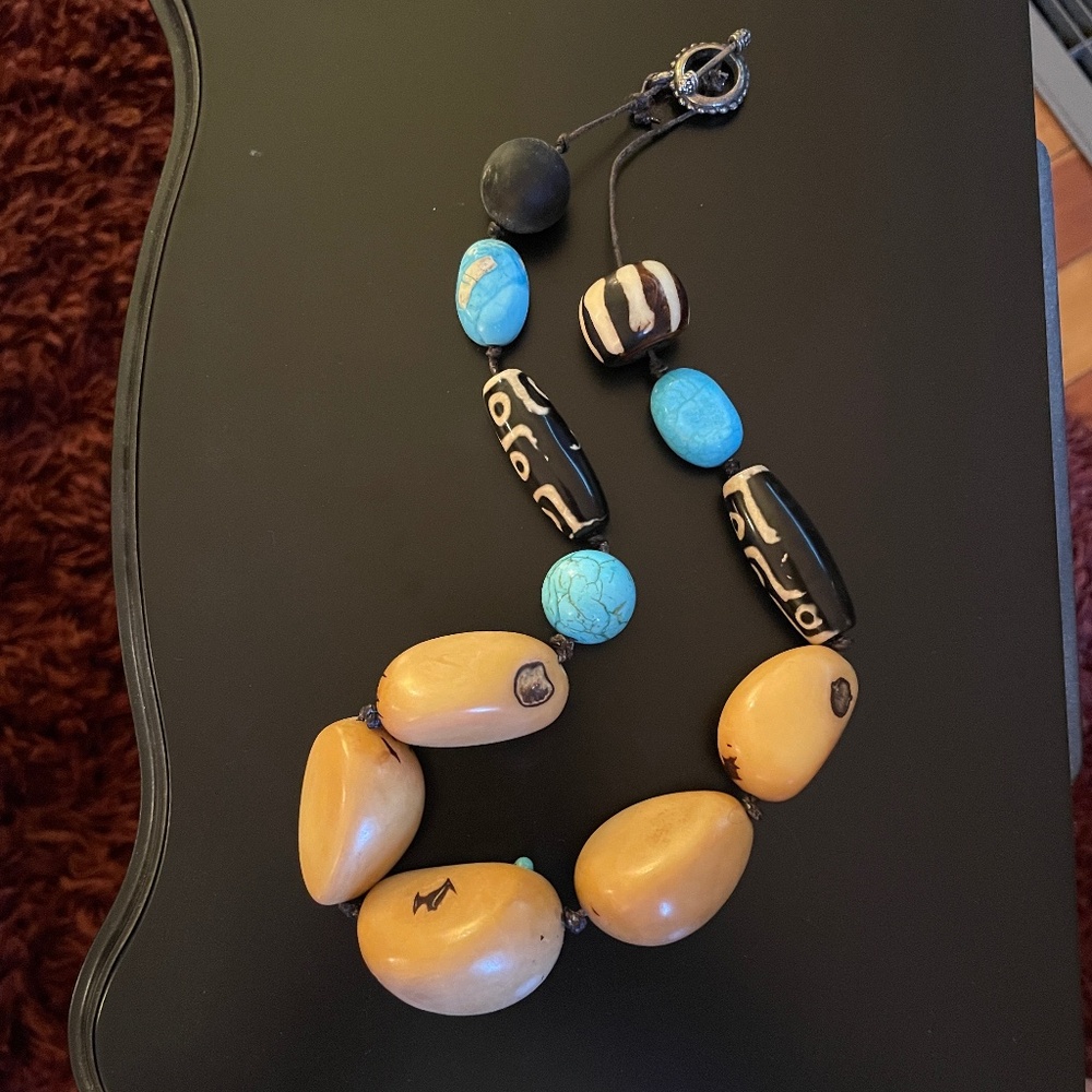 Tagua Nut & Turquoise bead necklace